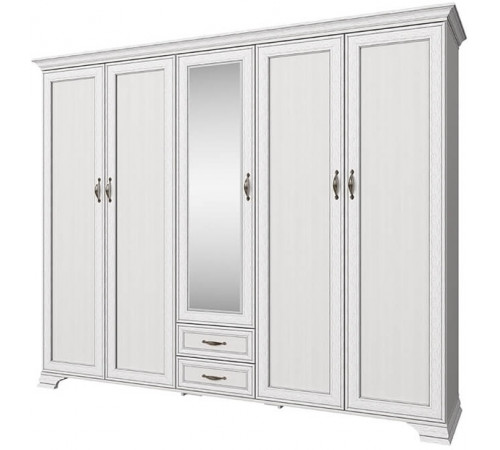 Пятистворчатый шкаф для одежды с зеркалом Тиффани 5DG2S Z крем вудлайн Пятистворчатый шкаф для одежды с зеркалом Тиффани 5DG2S Z крем вудлайн