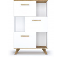 Шкаф низкий с нишами Вега Скандинавия (глянец, белый + дуб каньон) Шкаф низкий с нишами Вега Скандинавия (глянец, белый + дуб каньон)