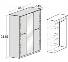 Трехстворчатый шкаф гардероб для спальни Элана, цвет Бодега белая Трехстворчатый шкаф гардероб для спальни Элана, цвет Бодега белая