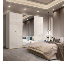 Шестистворчатый шкаф для одежды с зеркалом Rimini РМШ1/6 (слоновая кость)